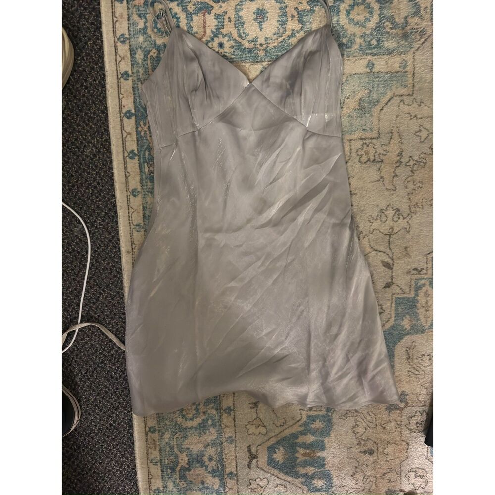 Silver/Gray Satin Slip Mini Dress